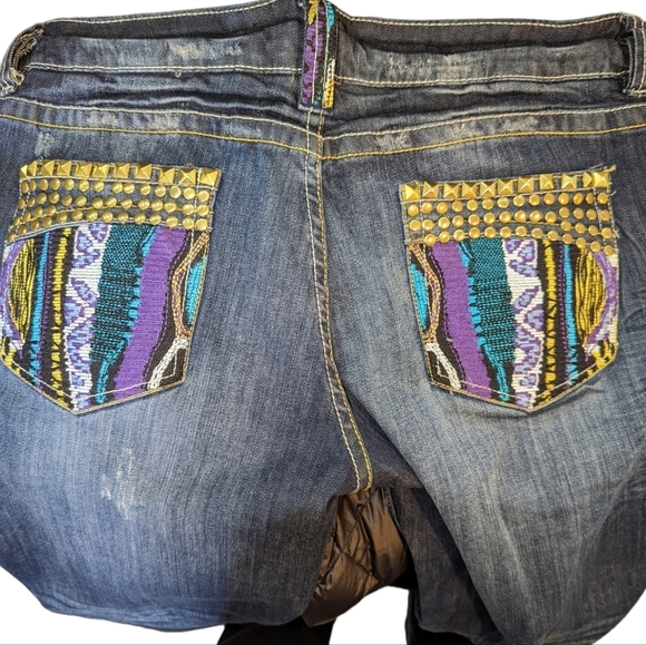 Coogi Jeans Y2K Jeans .. Embroidery Gold Studded Pocket Bootcut..Size 17/18 - Picture 4 of 11